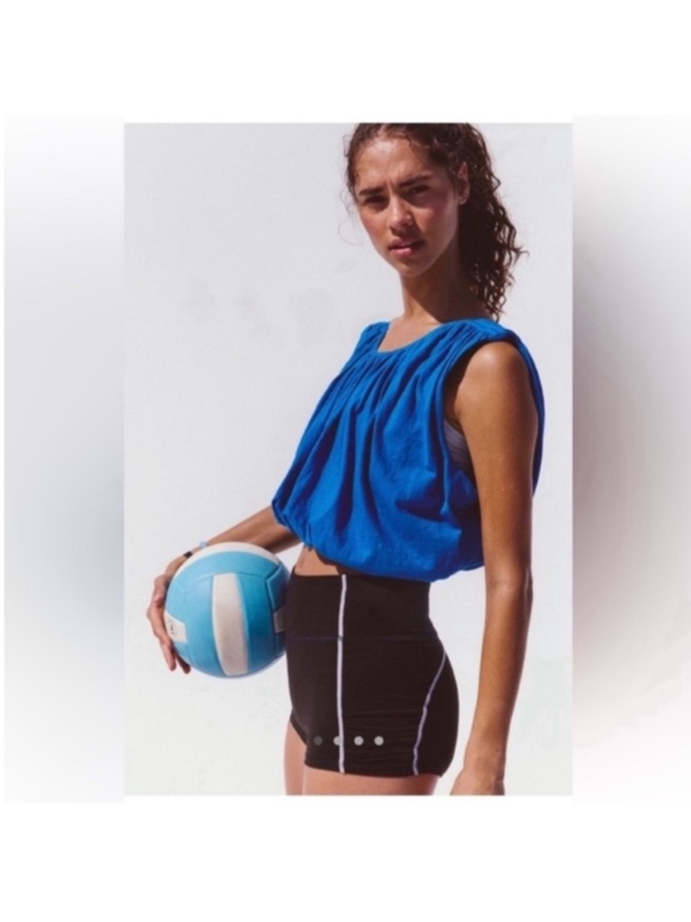 Free People NWT Bubble Trouble Tee Size Large in Athlete Blue